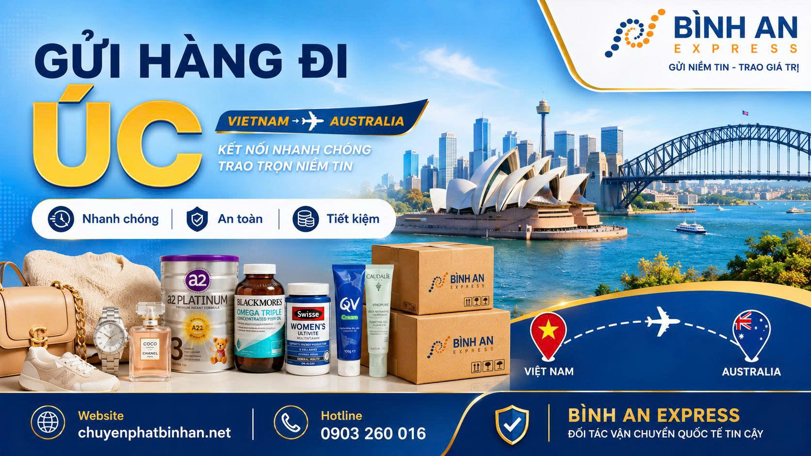 Gửi hàng đi Úc cùng Bình An Express