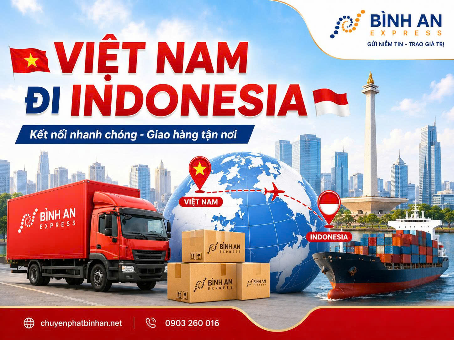 Gửi hàng đi Indonesia cùng Bình An Express