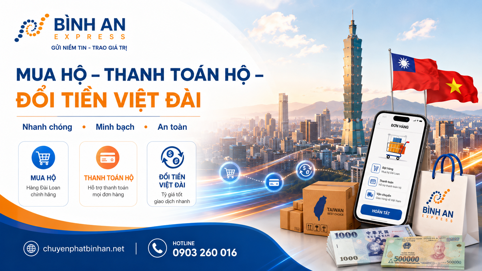 Dịch vụ mua hộ hàng Đài Loan tại Bình An Express