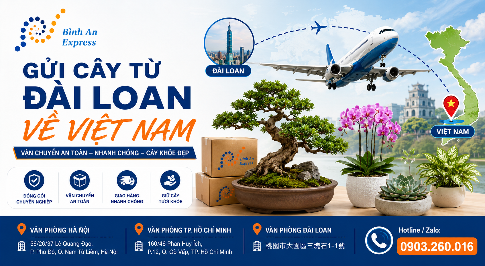 Gui cay tu dai loan ve viet nam cung binh an express